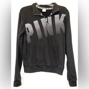PINK black and white quarter zip hoodie